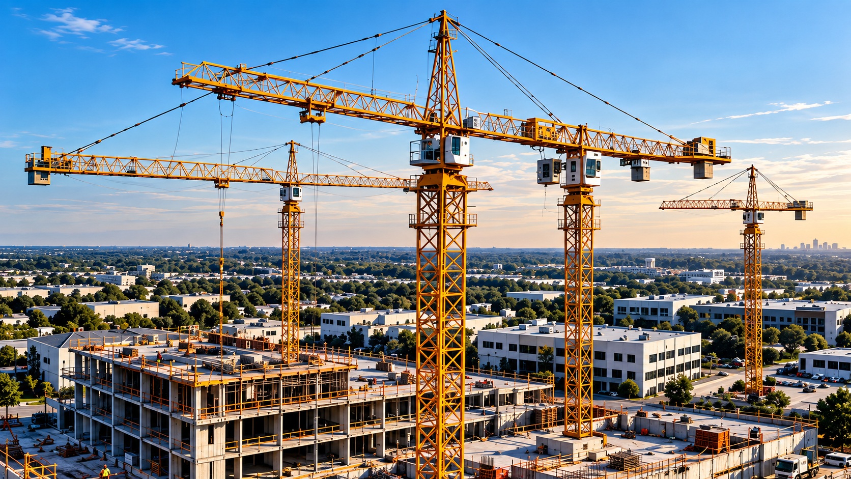 Commercial construction site aerial view